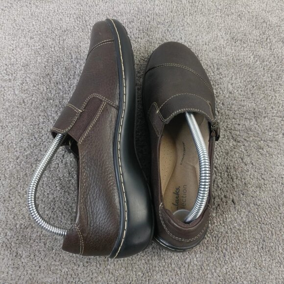 Clarks Cora Harbor Loafer Shoes Womens Size 9 Comfort Shoes Zip Brown Leather - Picture 9 of 11